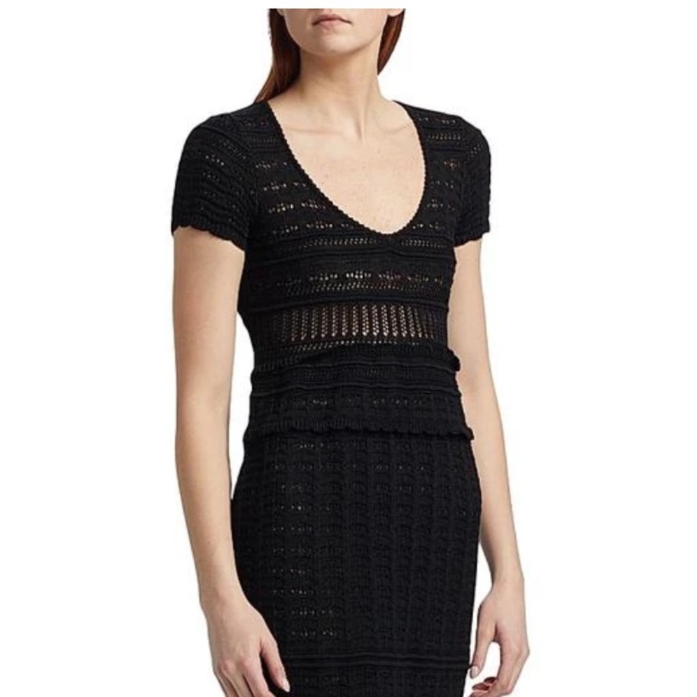 Anthropologie Black Crochet Knit Maxi Dress by Solitaire
